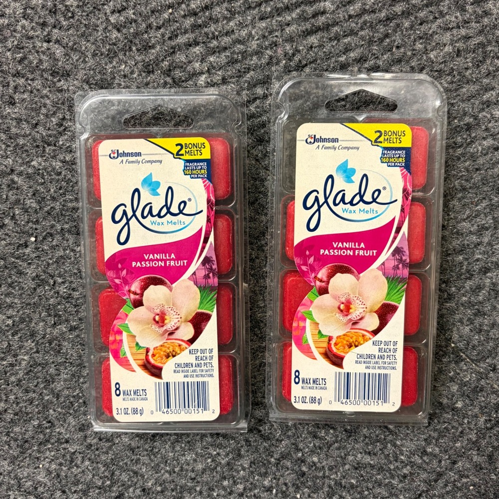 Glade Wax Melts Vanilla Passion Fruit 2 Packs 8 Count Each 3.1 oz New